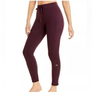 Alo yoga purple checkpoint drawstring legging with tie size XXS